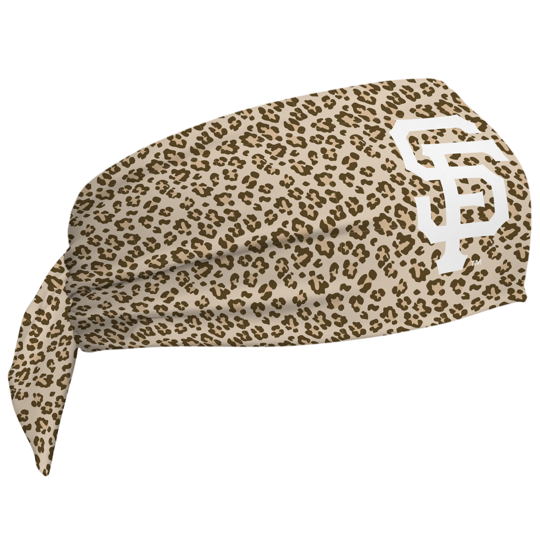 MLB San Francisco Giants wide tieback cooling headband with Cheetah Cap Logo. Vertical Athletics brand. Made in Mexico.