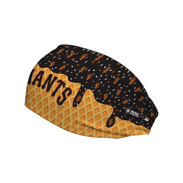 MLB licensed San Francisco Giants cooling headband with Ice Cream Drip Wordmark. Made in the USA, Vertical Athletics brand.