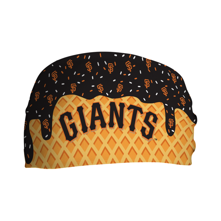 MLB licensed San Francisco Giants cooling headband with Ice Cream Drip Wordmark. Made in the USA, Vertical Athletics brand.