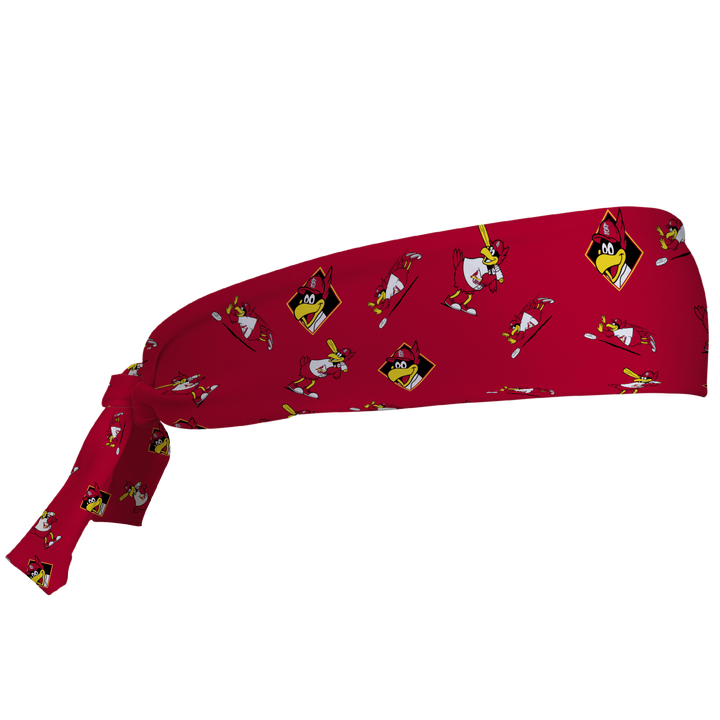 MLB St. Louis Cardinals tieback cooling headband with Mascot All Over. Vertical Athletics brand. Made in Mexico.