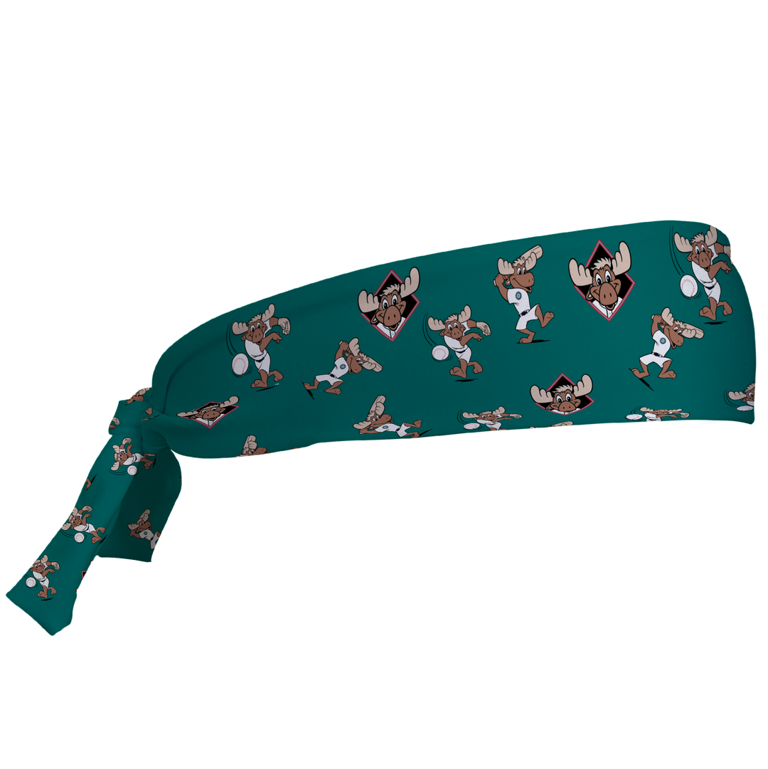 MLB Seattle Mariners tieback cooling headband with Mascot All Over. Vertical Athletics brand. Made in Mexico.