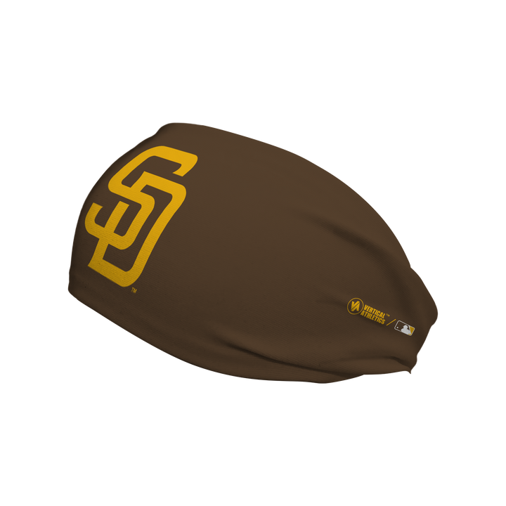 MLB San Diego Padres brown cooling headband with cap logo. Made in USA, Vertical Athletics brand.  