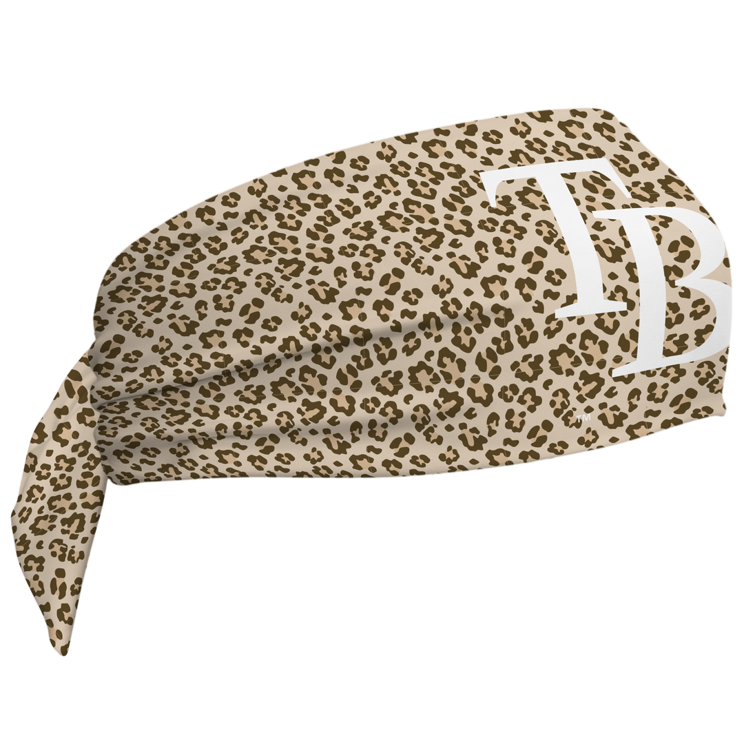 MLB Tampa Bay Rays wide tieback cooling headband with Cheetah Cap Logo. Vertical Athletics brand. Made in Mexico.