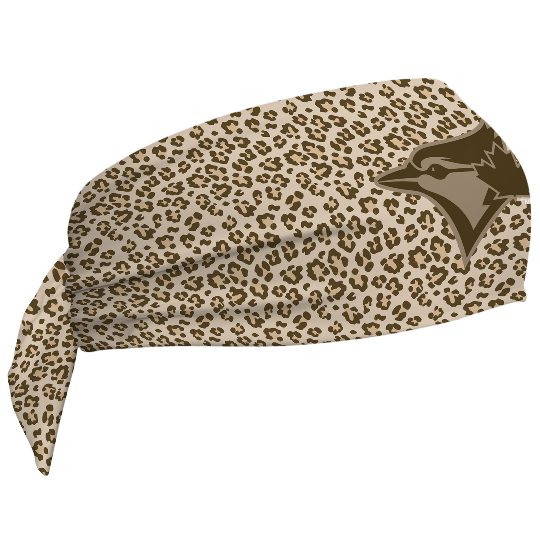 MLB Toronto Blue Jays wide tieback cooling headband with Cheetah Cap Logo. Vertical Athletics brand. Made in Mexico.