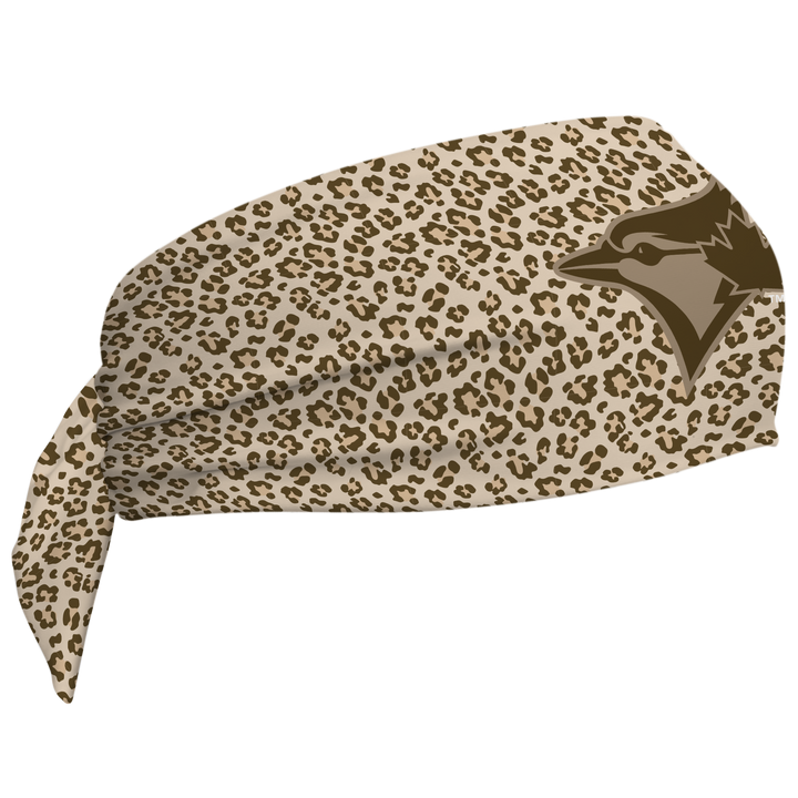 MLB Toronto Blue Jays wide tieback cooling headband with Cheetah Cap Logo. Vertical Athletics brand. Made in Mexico.