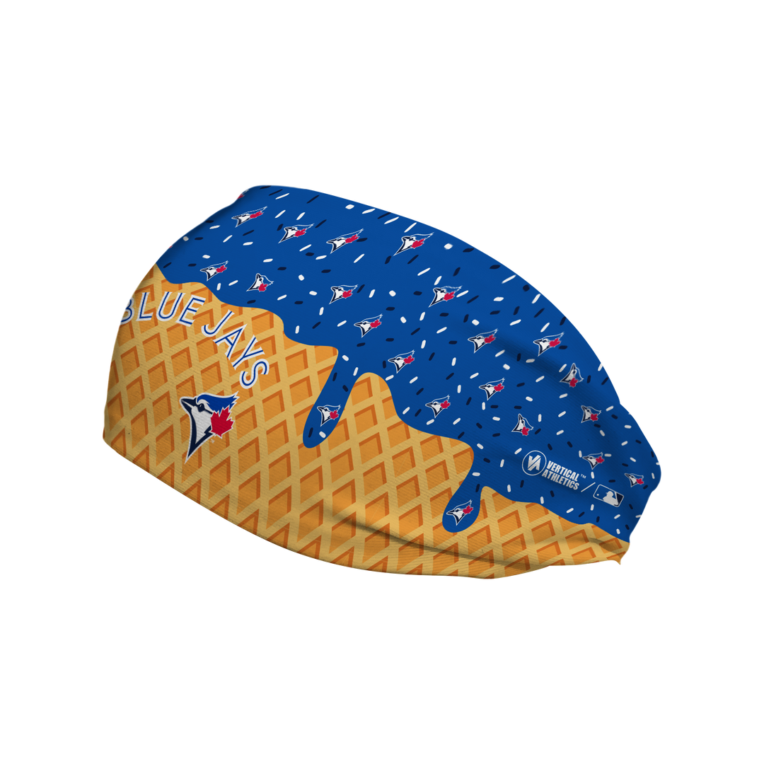 MLB licensed Toronto Blue Jays cooling headband with Ice Cream Drip Wordmark. Made in the USA, Vertical Athletics brand.