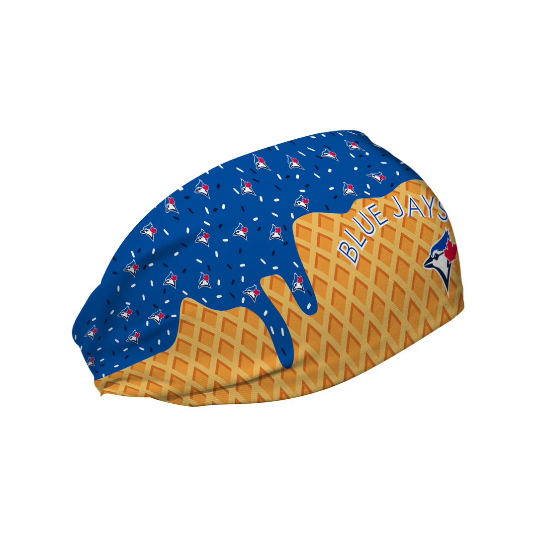 MLB licensed Toronto Blue Jays cooling headband with Ice Cream Drip Wordmark. Made in the USA, Vertical Athletics brand.