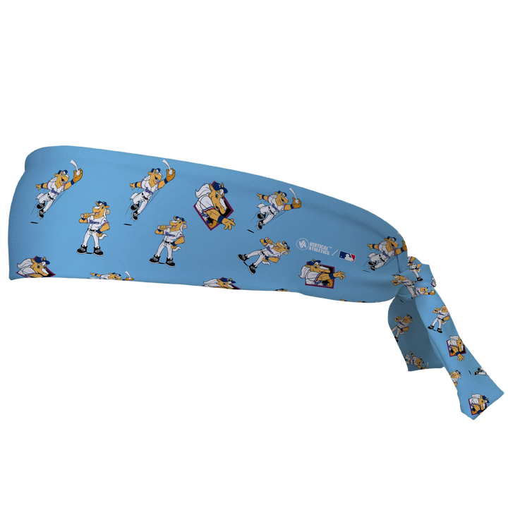 MLB Texas Rangers tieback cooling headband with Mascot All Over. Vertical Athletics brand. 