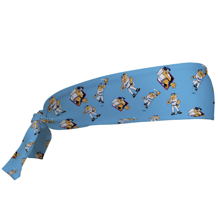 MLB Texas Rangers tieback cooling headband with Mascot All Over. Vertical Athletics brand. 
