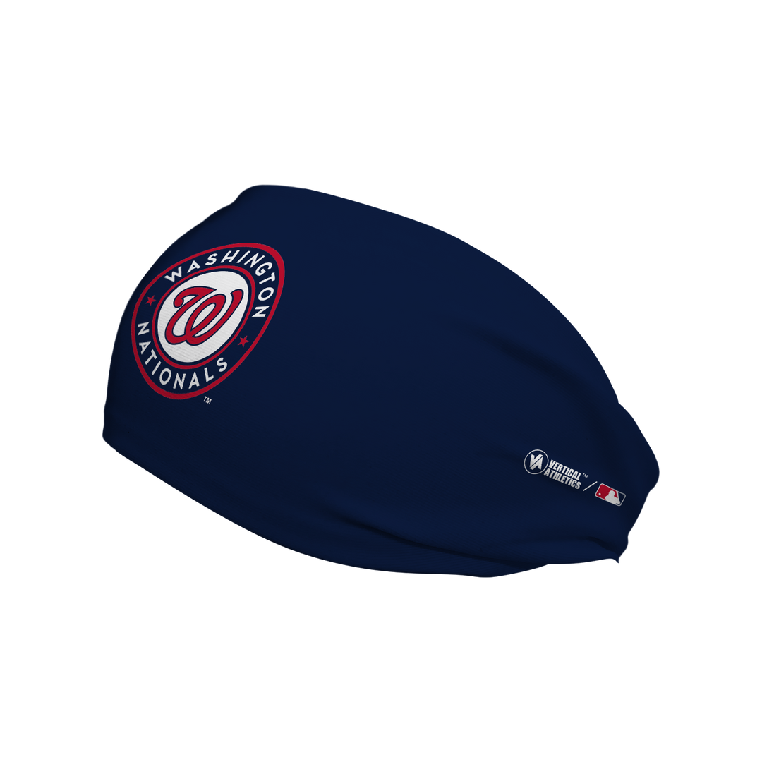 MLB licensed Washington Nationals cooling headband with Navy Alt Logo. Made in the USA, Vertical Athletics brand.