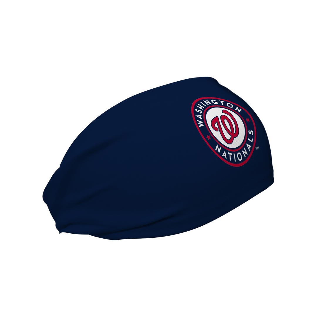MLB licensed Washington Nationals cooling headband with Navy Alt Logo. Made in the USA, Vertical Athletics brand.