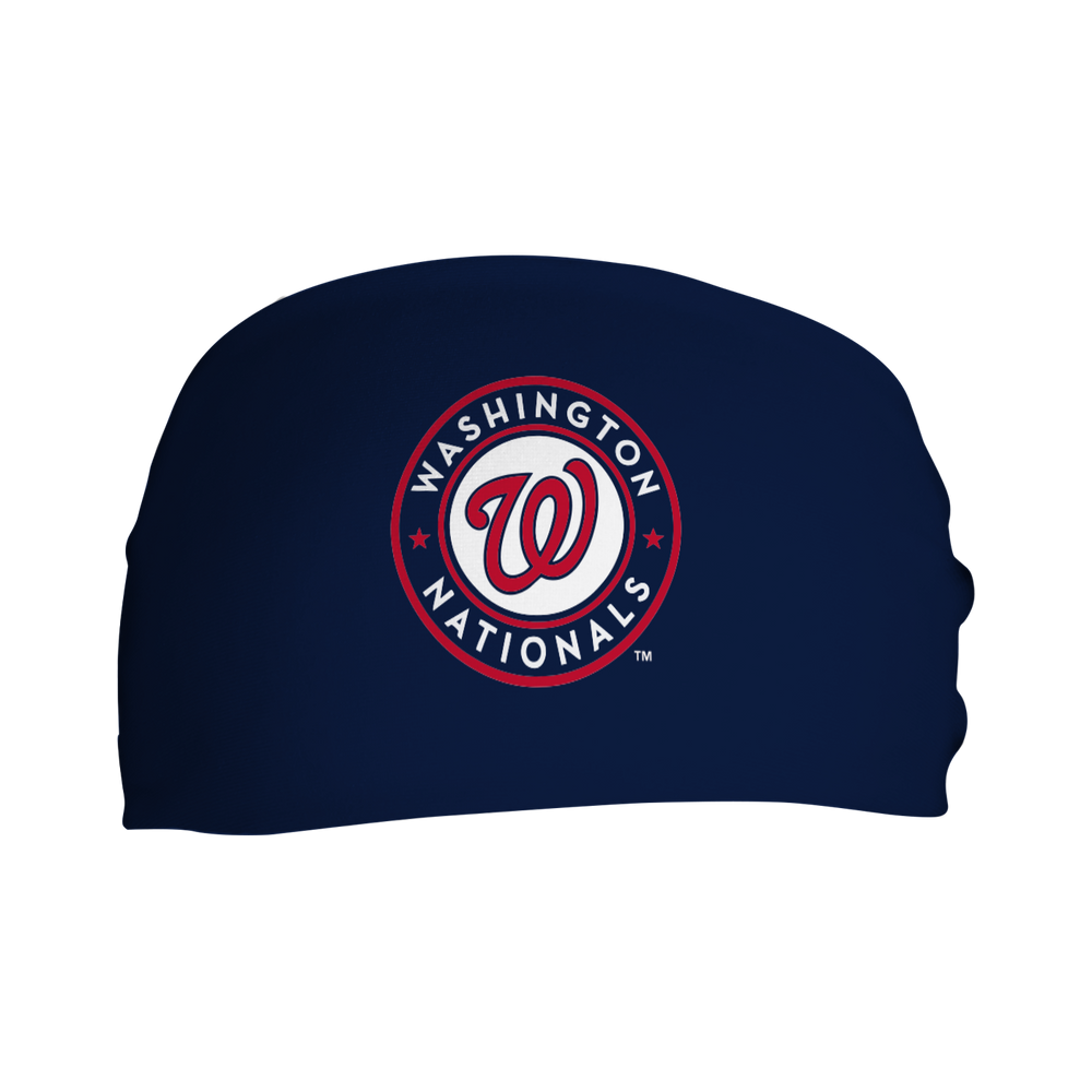 MLB licensed Washington Nationals cooling headband with Navy Alt Logo. Made in the USA, Vertical Athletics brand.