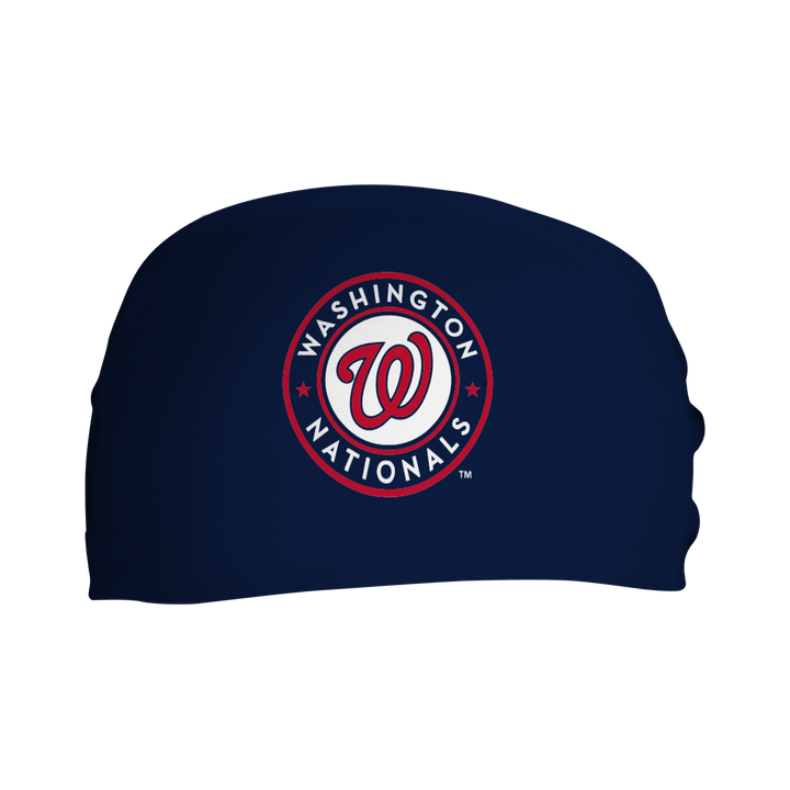 MLB licensed Washington Nationals cooling headband with Navy Alt Logo. Made in the USA, Vertical Athletics brand.