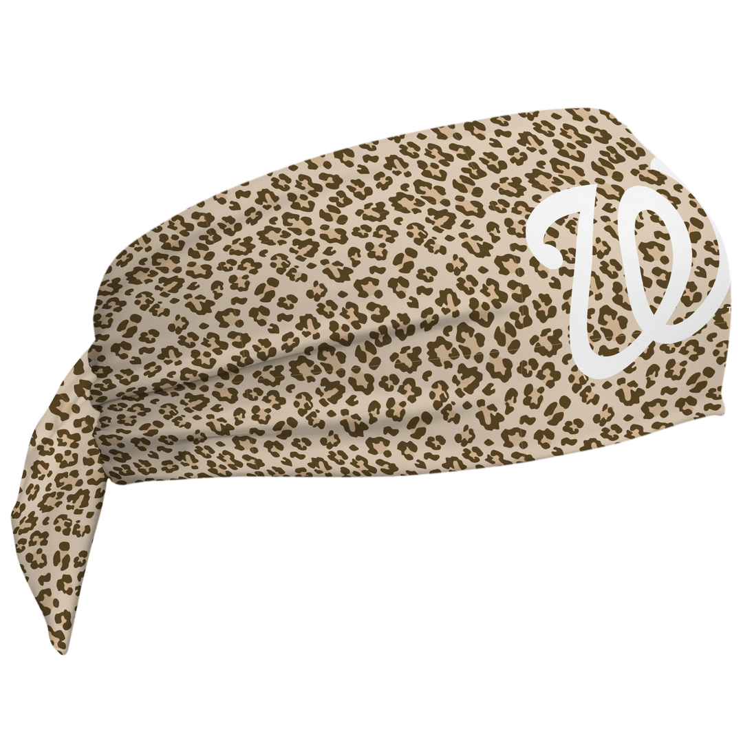 MLB Washington Nationals wide tieback cooling headband with Cheetah Cap Logo. Vertical Athletics brand. Made in Mexico.
