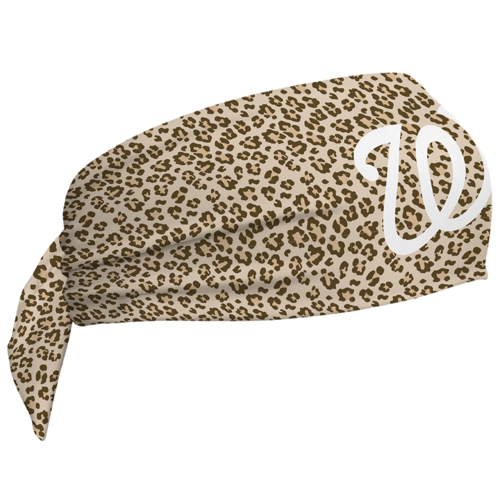 MLB Washington Nationals wide tieback cooling headband with Cheetah Cap Logo. Vertical Athletics brand. Made in Mexico.