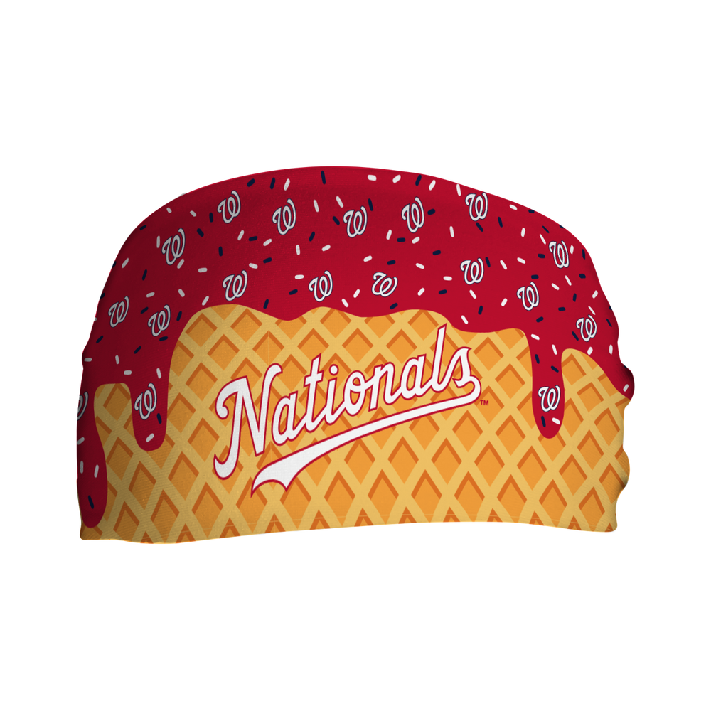 MLB licensed Washington Nationals cooling headband with Ice Cream Drip Wordmark. Made in the USA, Vertical Athletics brand.
