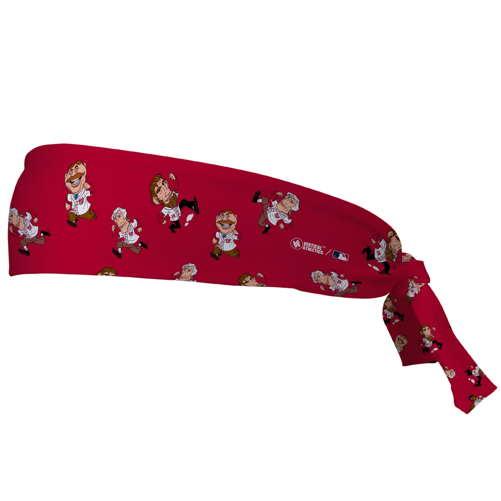 MLB Washington Nationals tieback cooling headband with Mascot All Over. Vertical Athletics brand. Made in Mexico.