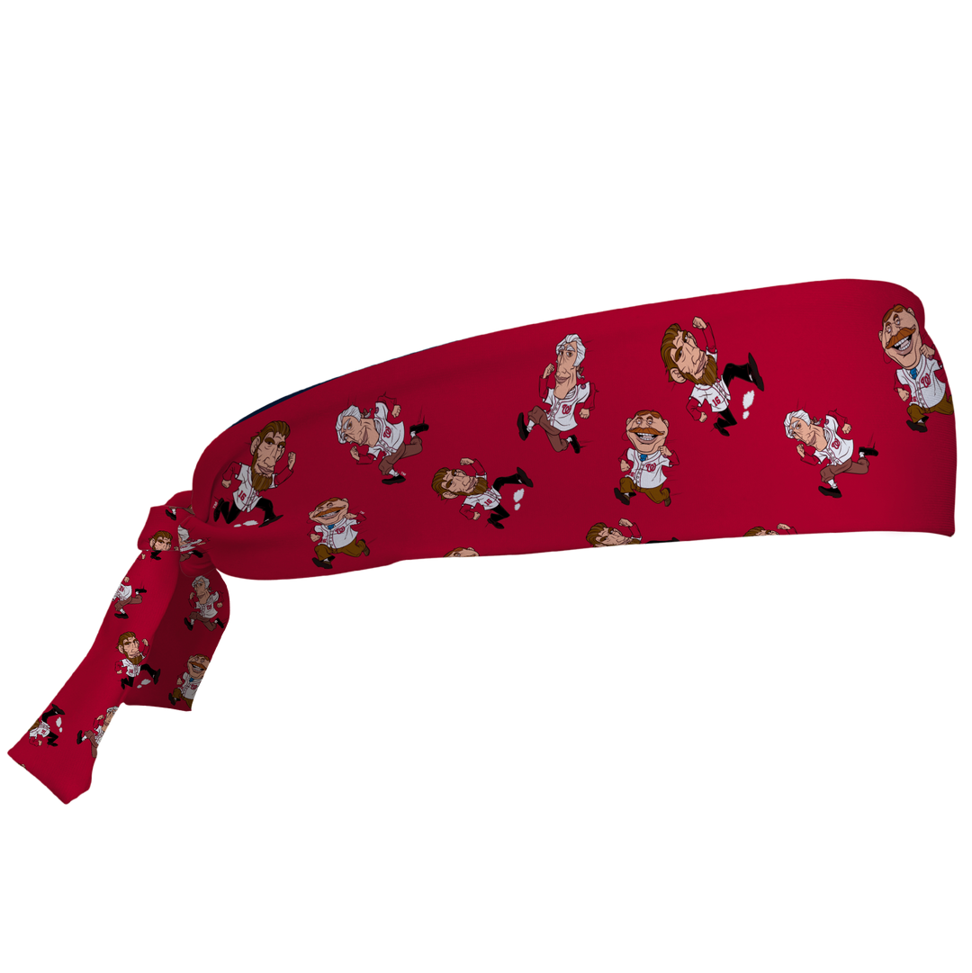 MLB Washington Nationals tieback cooling headband with Mascot All Over. Vertical Athletics brand. Made in Mexico.