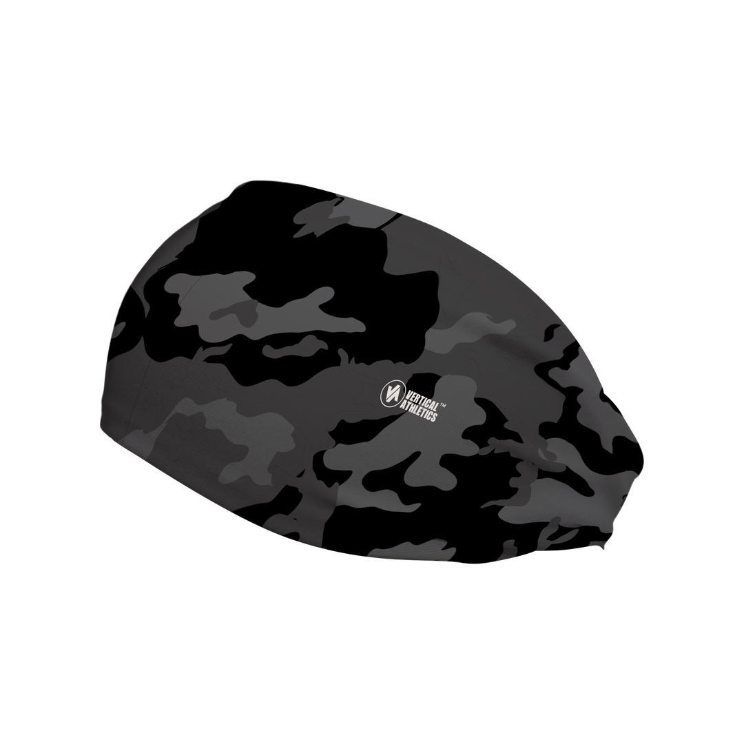 Side view of Black Camo headband. Made in USA, Vertical Athletics brand.  Not a Junk headband.