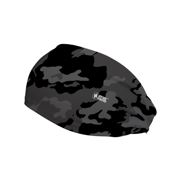 Side view of Black Camo headband. Made in USA, Vertical Athletics brand.  Not a Junk headband.