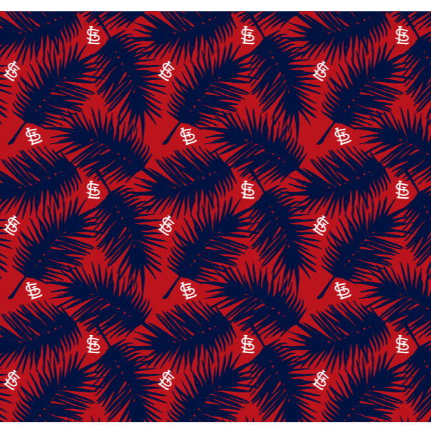 MLB St. Louis Cardinals cooling sun scarf, Big Palm with repeating cap logo. Made in the USA. Vertical Athletics Brand.