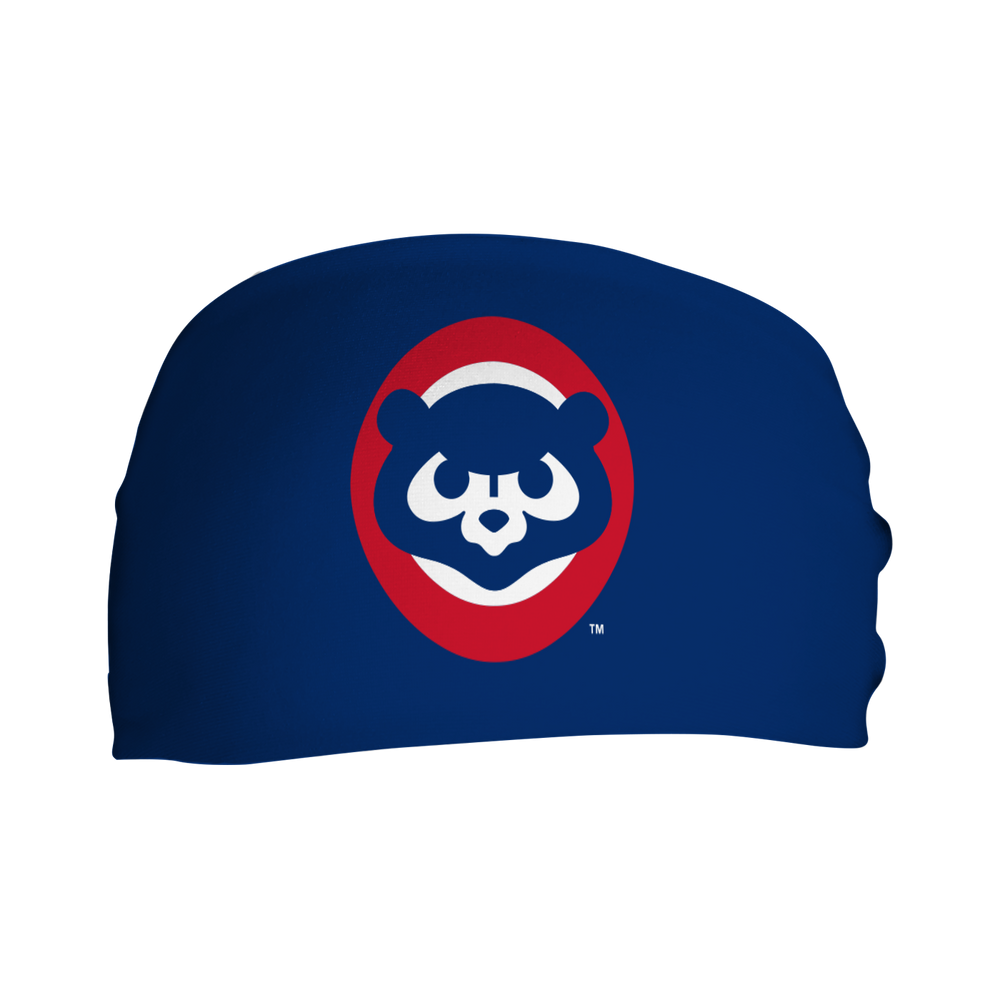 Chicago Cubs cooling headband with Alt Logo. Made in USA, Vertical Athletics brand.