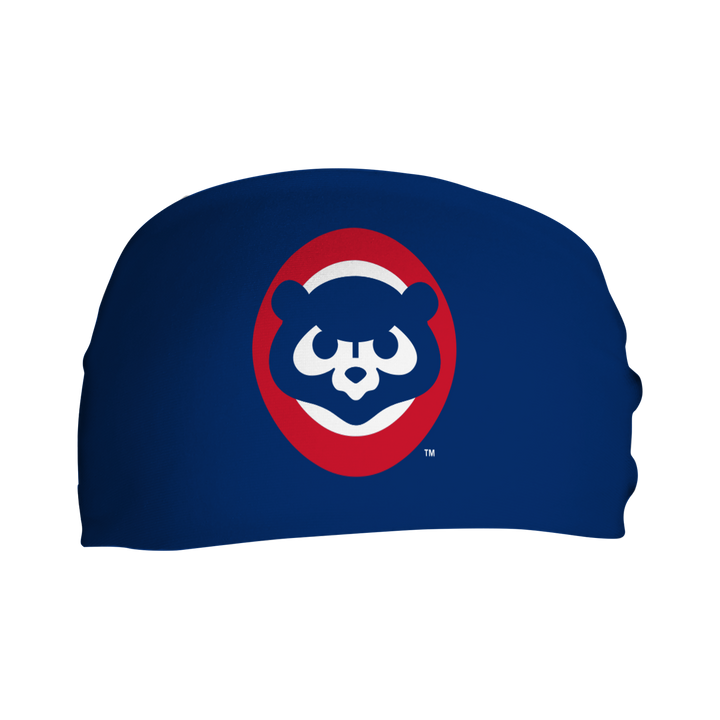 Chicago Cubs cooling headband with Alt Logo. Made in USA, Vertical Athletics brand.