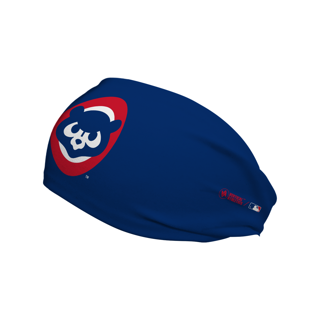 Chicago Cubs cooling headband with Alt Logo. Made in USA, Vertical Athletics brand.