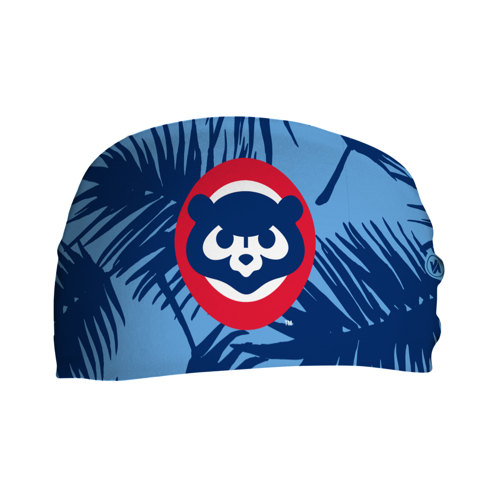 MLB licensed Chicago Cubs cooling headband with Coop Big Palm. Made in the USA, Vertical Athletics brand. 