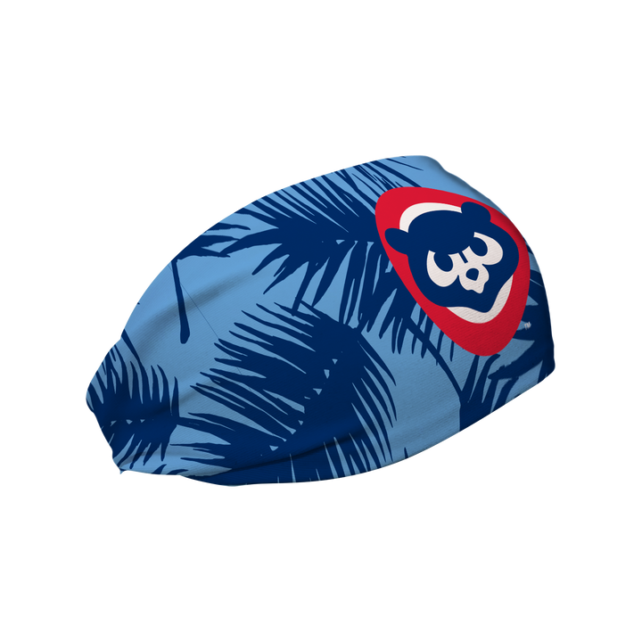 MLB licensed Chicago Cubs cooling headband with Coop Big Palm. Made in the USA, Vertical Athletics brand. 