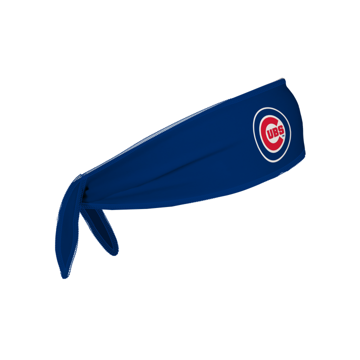 MLB Chicago Cubs Royal Reversible Tie-Back Cooling Headband with Cap Logo and Mascot Repeating . Made in the USA, Vertical  Athletics brand.  
