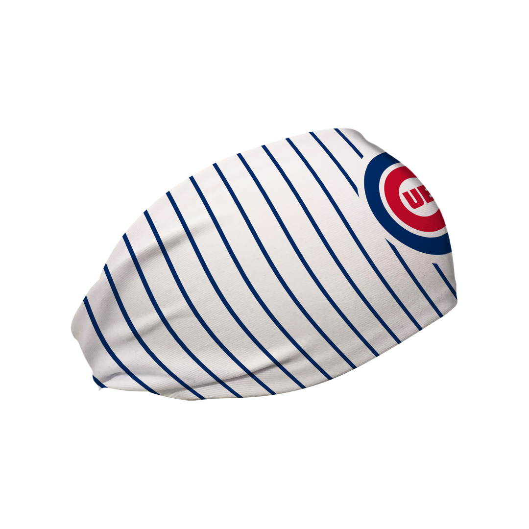 MLB Chicago Cubs pinstripe headband with cap logo. Made in USA, Vertical  Athletics brand.  