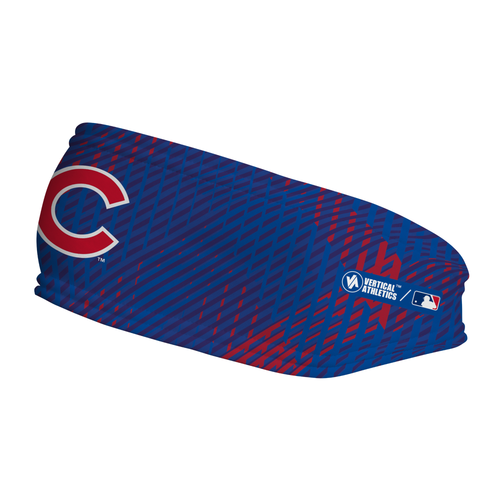 MLB Chicago Cubs fleece headband with Sport Plaid. Made in the USA, Vertical Athletics brand.  