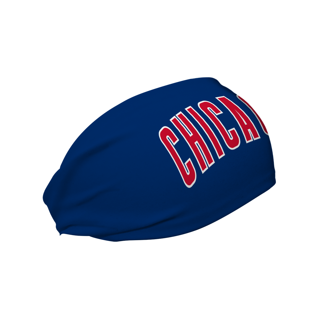 MLB Chicago Cubs cooling headband with Wordmark. Made in the USA, Vertical Athletics brand. 