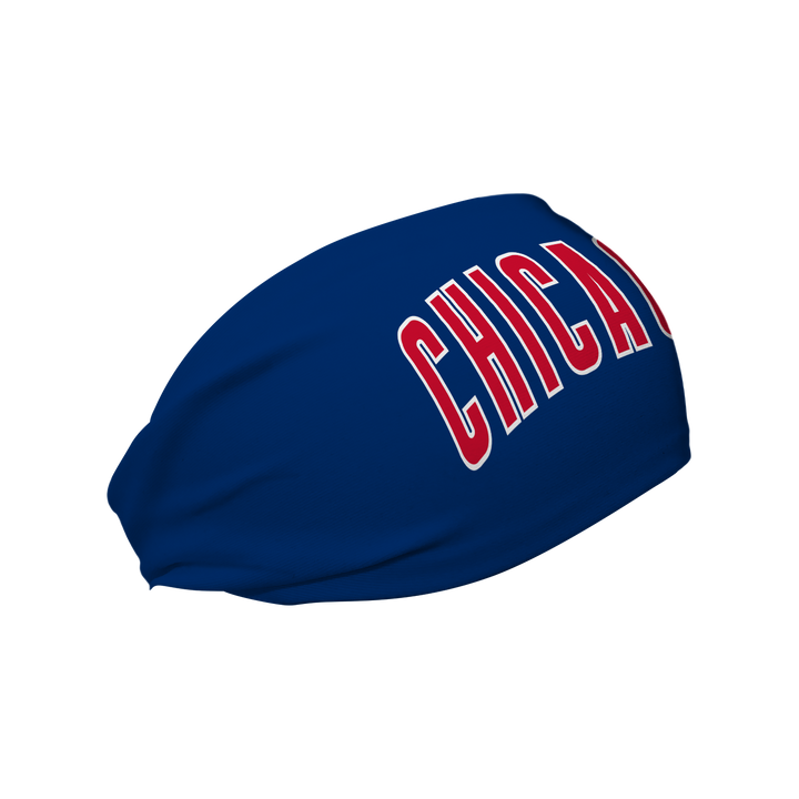 MLB Chicago Cubs cooling headband with Wordmark. Made in the USA, Vertical Athletics brand. 