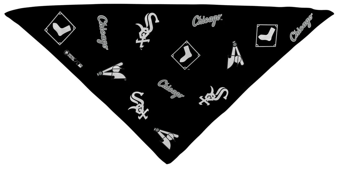 MLB licensed Chicago White Sox Triple Play Cooling Bundle: Cooling Triangle Bandana with All Over logo. Made in USA. Vertical Athletics Brand. 