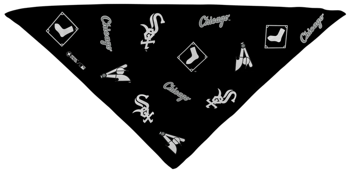 MLB licensed Chicago White Sox Triple Play Cooling Bundle: Cooling Triangle Bandana with All Over logo. Made in USA. Vertical Athletics Brand. 
