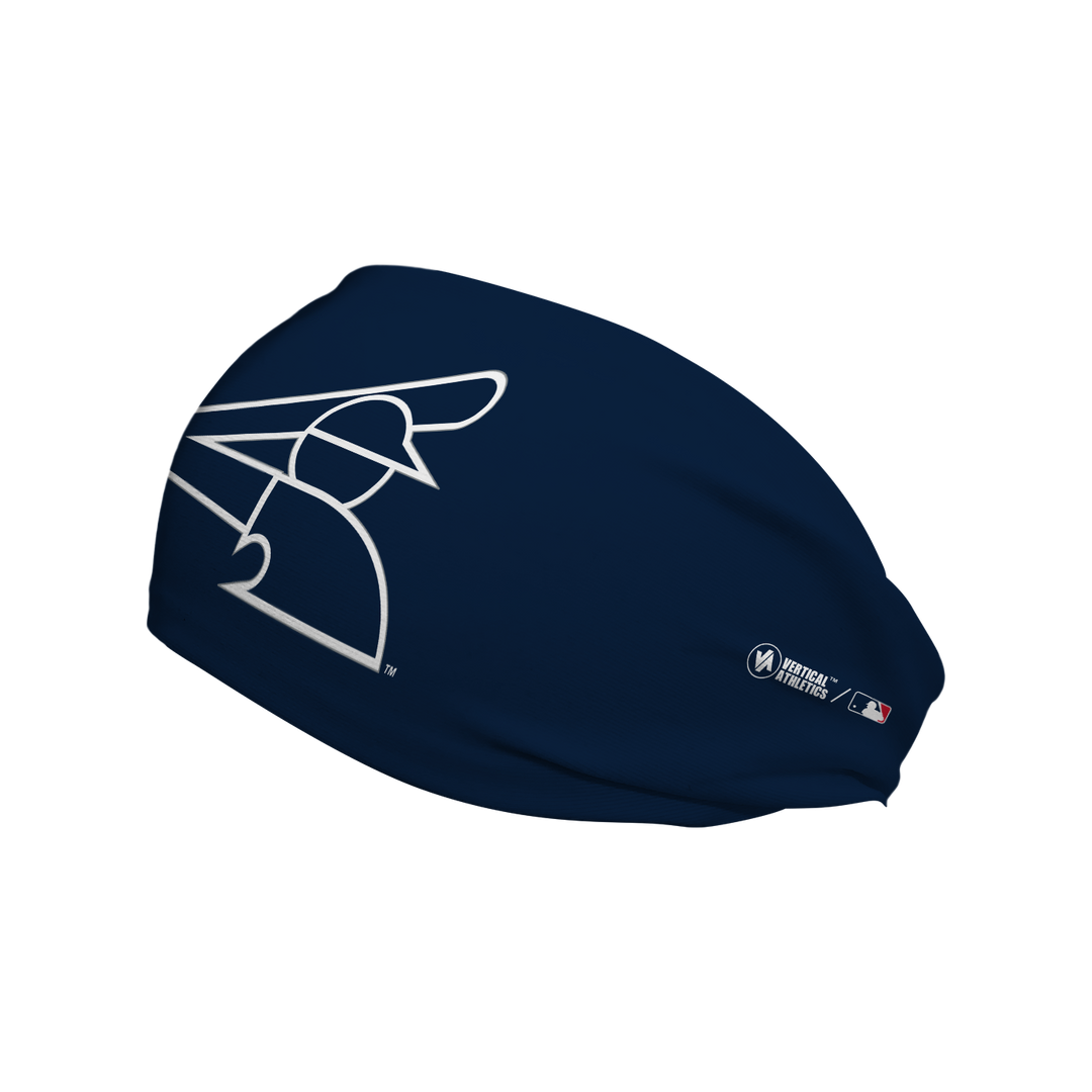 Side view of MLB Chicago White Sox navy headband cooling with alt cap logo. Made in USA, Vertical Athletics brand. 