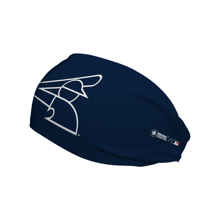 Side view of MLB Chicago White Sox navy headband cooling with alt cap logo. Made in USA, Vertical Athletics brand. 