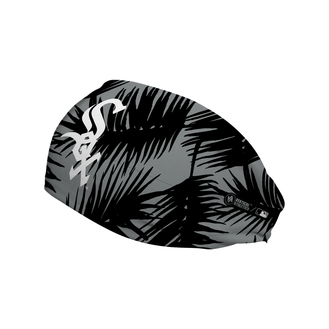 MLB licensed Chicago White Sox cooling headband with Big Palm cap logo. Made in the USA, Vertical Athletics brand. 