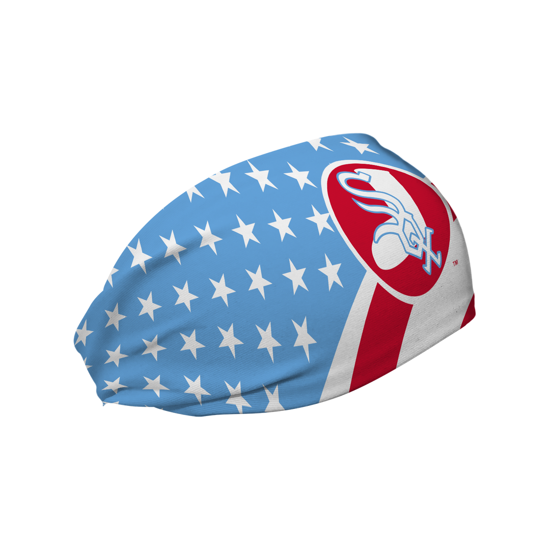 MLB Chicago White Sox Stars and Stripes cooling headband with Coop Logo. Made in USA, Vertical Athletics brand.  
