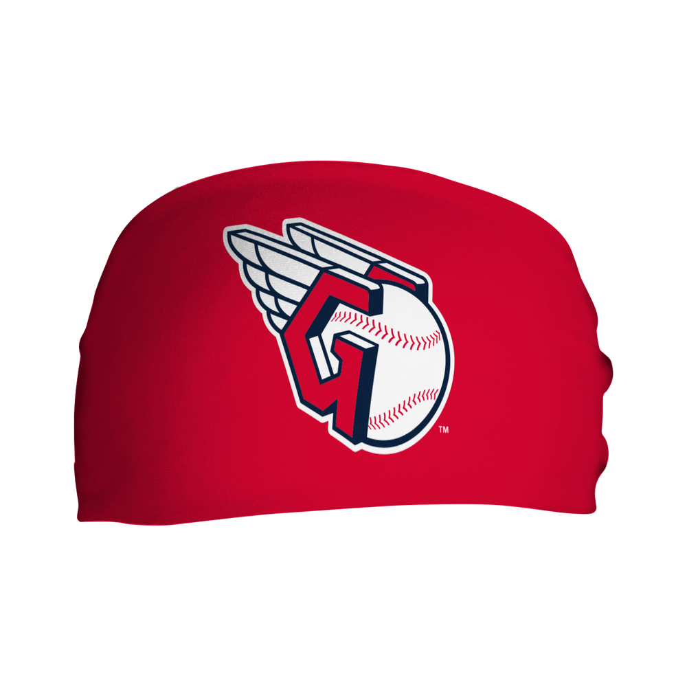 MLB Cleveland Guardians cooling headband with Alt Logo. Made in the USA, Vertical Athletics brand. 