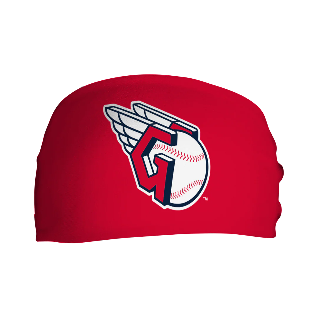 MLB licensed Cleveland Guardians Triple Play Cooling Bundle: Cooling Headband with Alt Logo Made in USA. Vertical Athletics Brand.