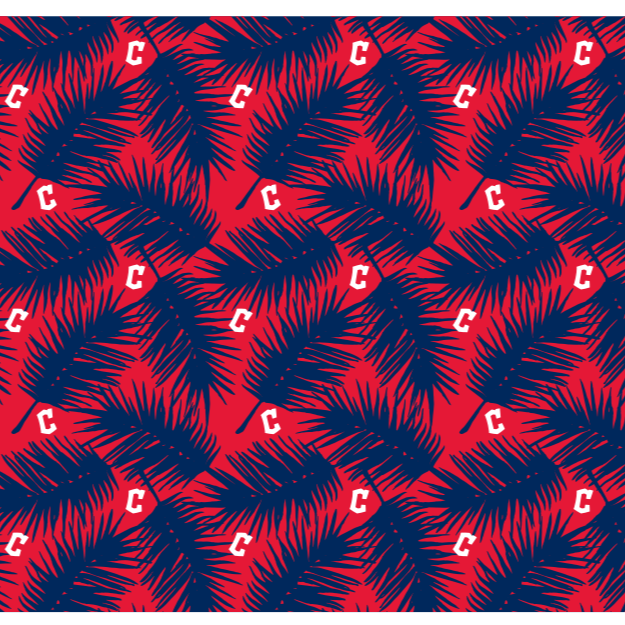 MLB Cleveland Guardians cooling sun scarf, Big Palm with repeating cap logo. Made in the USA. Vertical Athletics Brand.