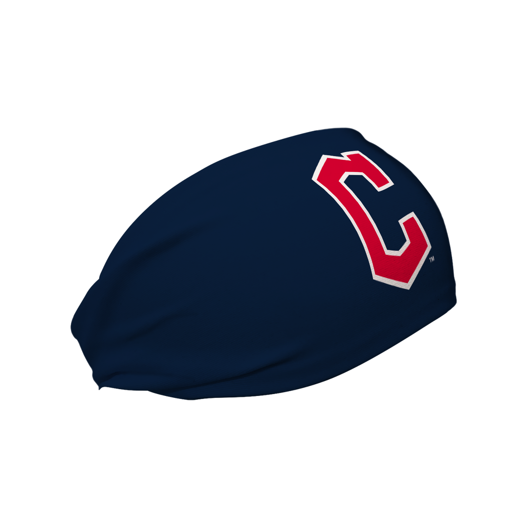 MLB Cleveland Guardians Navy cooling headband with cap logo. Made in USA, Vertical Athletics brand. 