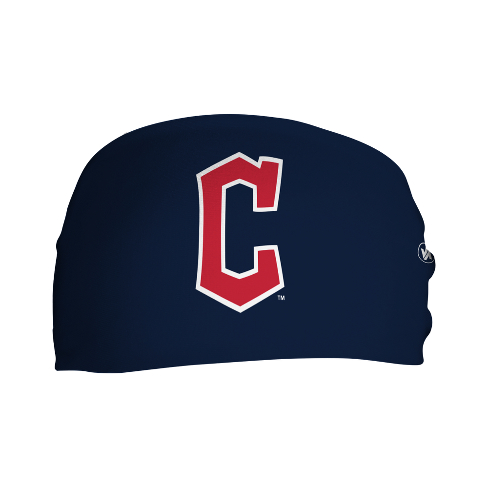 MLB Cleveland Guardians Navy cooling headband with cap logo. Made in USA, Vertical Athletics brand. 