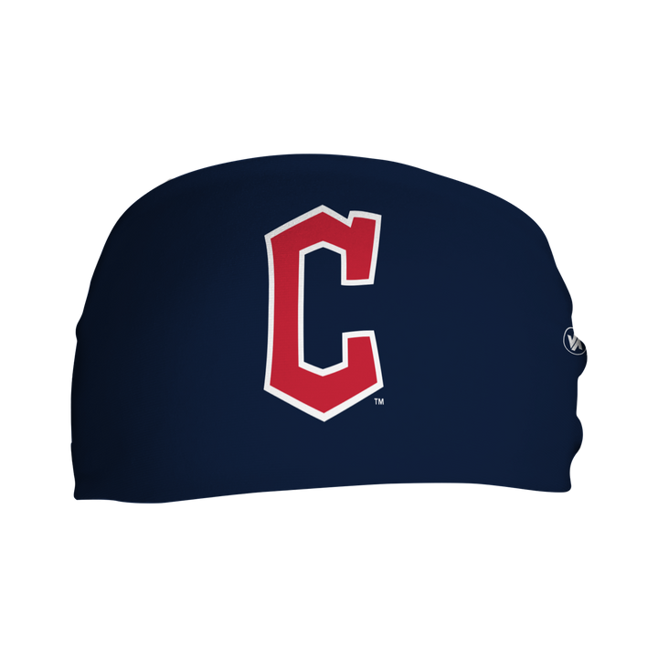 MLB Cleveland Guardians Navy cooling headband with cap logo. Made in USA, Vertical Athletics brand. 