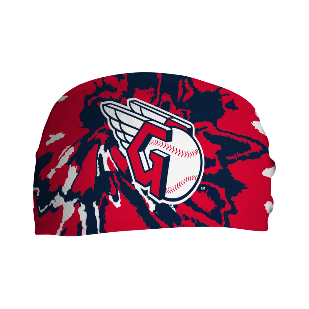 MLB licensed Cleveland Guardians cooling headband with team tie-dye. Made in the USA, Vertical Athletics brand. 