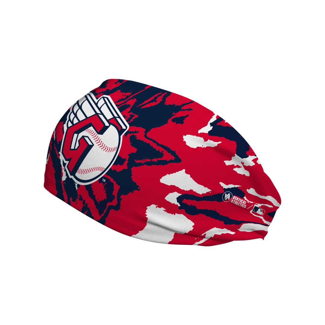 MLB licensed Cleveland Guardians cooling headband with team tie-dye. Made in the USA, Vertical Athletics brand. 