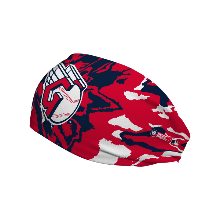 MLB licensed Cleveland Guardians cooling headband with team tie-dye. Made in the USA, Vertical Athletics brand. 